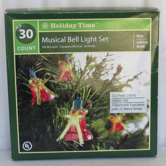 Vintage Holiday Vintage Holiday Time Musical Bell Light Set Red 7